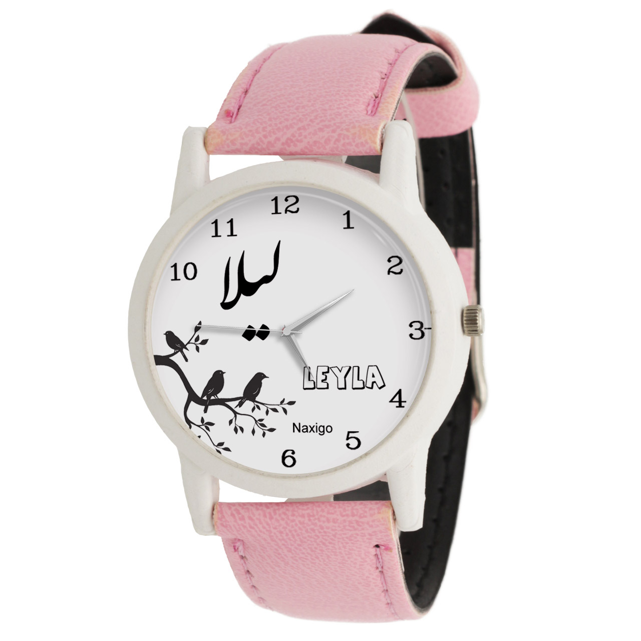 Leila Women’s Analog Watch – Minimalist Round Dial with White Face, Soft Leather Strap, Lightweight Case