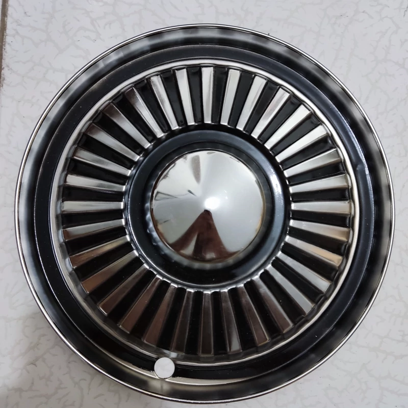 Car Wheel Cover Two-Tone Chrome Turbine Hubcap | Radial Dome with Finish, 13-inch Size – Set of 4