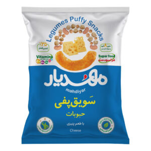 Mahdiyar Puffed Grain & Legume Cheese Snack – 50 g × 15 Individual Packs, Healthy and Crunchy Savigh-Based Snack