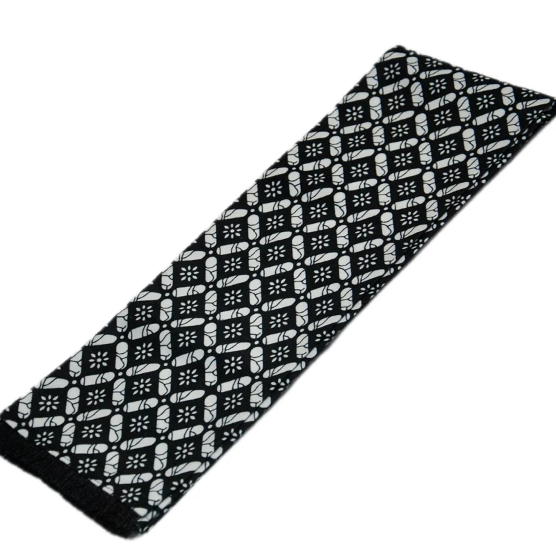 Men’s Black and White Eslimi Silk Velvet Scarf – Elegant Four-Season Design with Traditional Persian Motif
