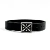 Men’s Drafsh Kaviani Leather Bracelet – Black and Silver 316 Stainless Steel, Historic Persian Emblem