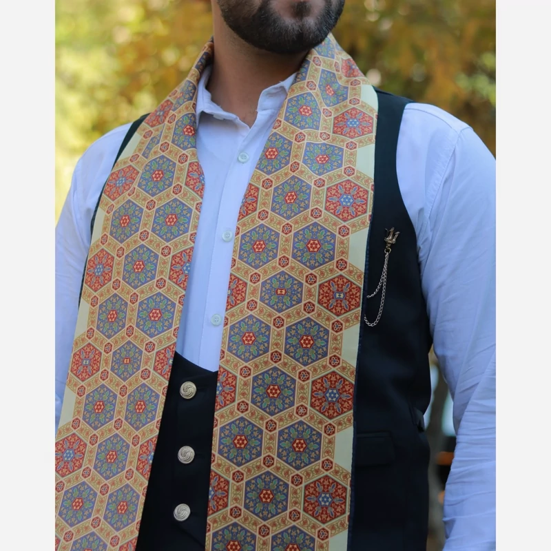 Men’s Traditional Eslimi Silk Velvet Scarf – Timeless Persian Art for Every Season & Special Events