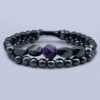 Modern-Mens-Two-Layer-Bracelet-with-Polished-Hematite-Beads-Black-Agate-Accents-Bold-Purple-Quartz