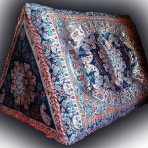 Navy Blue Termeh Triangle Backrest Pillow – Persian Decorative Cushion