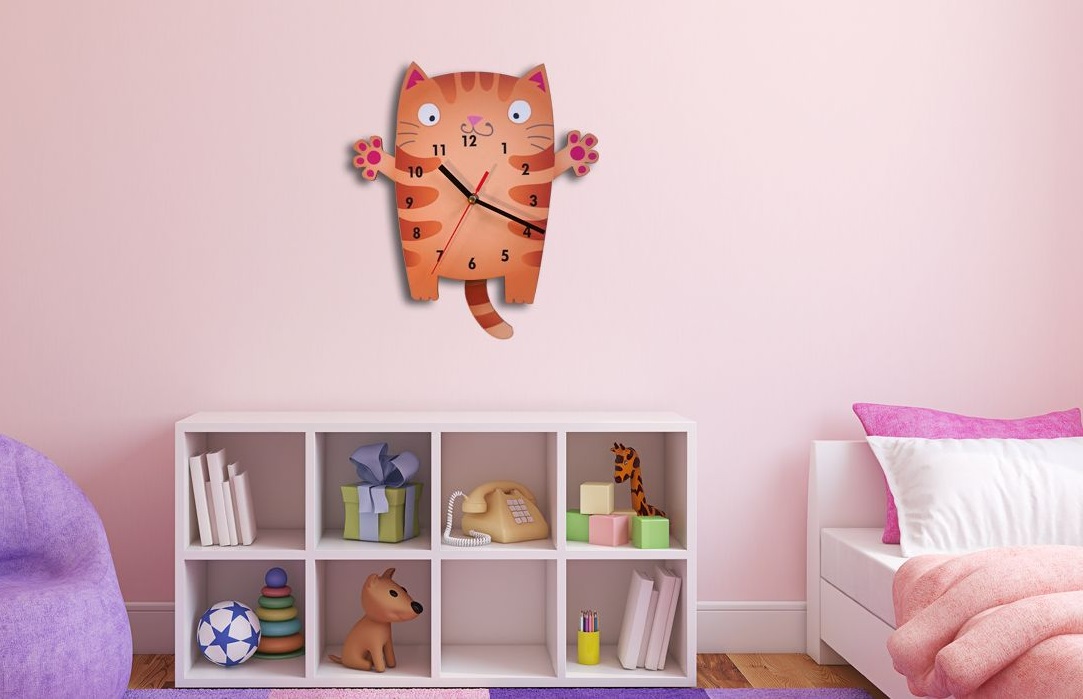 Nursery Wall Clock with Garfield Design – Perfect for Baby Room Decor
