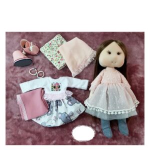 Islamic Doll “Irandokht” |Cloth Fabric Toy with 2 Removable Washable Outfits & Shoes, Headscarf, Hijab & Prayer Veil