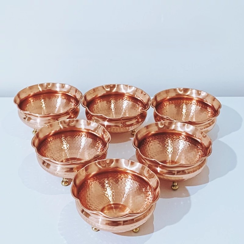 Persian Copper Haft-Sin Set with Brass Base – Mirror, Candle Holders & Bowls, Nano-Coated Decorative Set