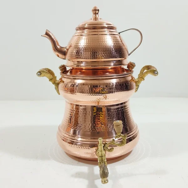 Persian Copper Kettle and Teapot Set – 5L Traditional Design, Nano Coated and Hammered Finish