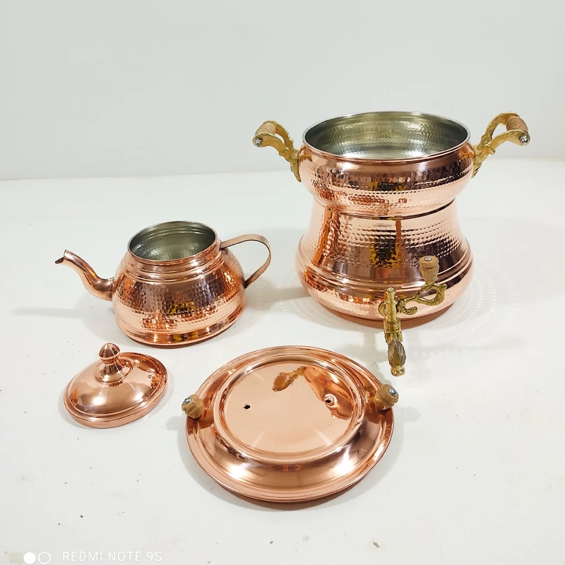 Persian Copper Kettle and Teapot Set – 5L Traditional Design, Nano Coated and Hammered Finish