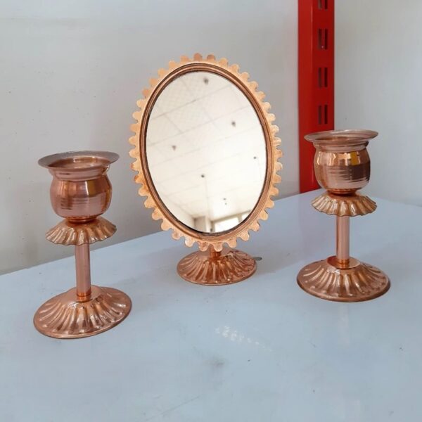 Persian-Copper-Mirror-Candle-Holder-Set-–-3‑Piece-Traditional-Haft‑Sin-Decor-1