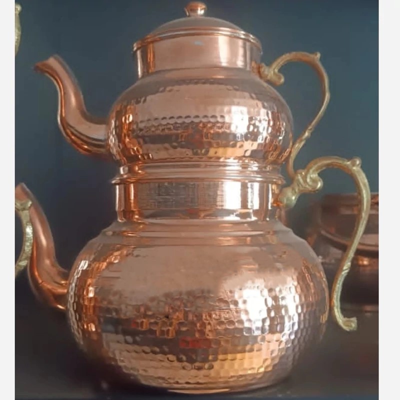 Persian Copper Teapot and Kettle Set with Brass Handle – 2L Capacity, Nano Coated, Perfect for Tea and Hot Beverages