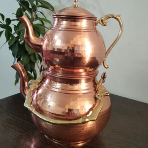 Persian Copper Teapot and Kettle Set – 2L Capacity, Brass Handles, Premium Quality