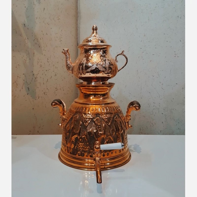 Persian Stovetop Copper Teapot and Kettle Set –1.5L Capacity, Achaemenid Design