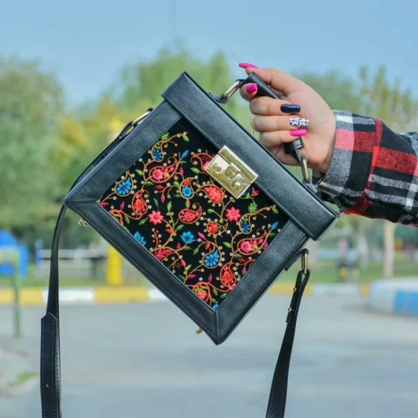 Persian Embroidered Leather Shoulder Bag – Artistic Floral Design, Perfect for Everyday chic outfits