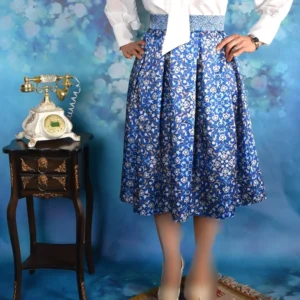 Persian Satin Pleated Skirt – Artisanal Elegance with Tilework Flair