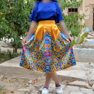 Women’s Skirt with Suspenders Floral Design Black