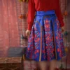 Pleated-Midi-Satin-Skirt-with-Pomegranate-Tree-Motif-under-Persian-Arches-1