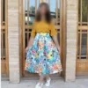 Pleated-Satin-Skirt-with-Bold-Paper-Style-Floral-Motifs-and-Tiered-Colorblock-Design-2