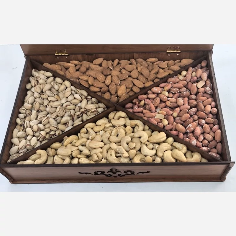 Premium Mixed Nuts in Wooden Box – Stylish Snack and Serving Package for Gifting and Special Occasions