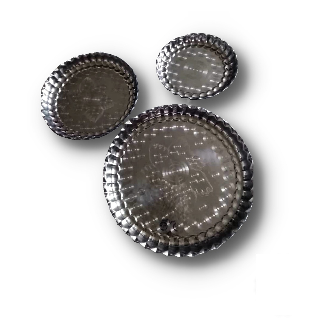 Premium Scalloped Edge Stainless Steel Serving Tray Set – 6‑Piece Collection, Sizes 24–56 cm, Ideal for Persian Cuisine and Kebabs