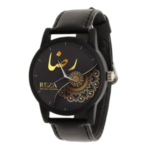 Reza Analog Watch – Elegant and Comfortable with Black Dial and Faux Leather Strap