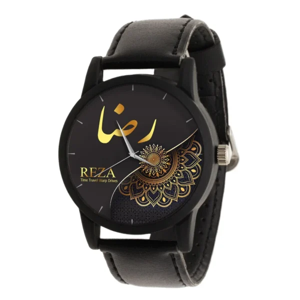 Reza Analog Watch – Elegant and Comfortable with Black Dial and Faux Leather Strap