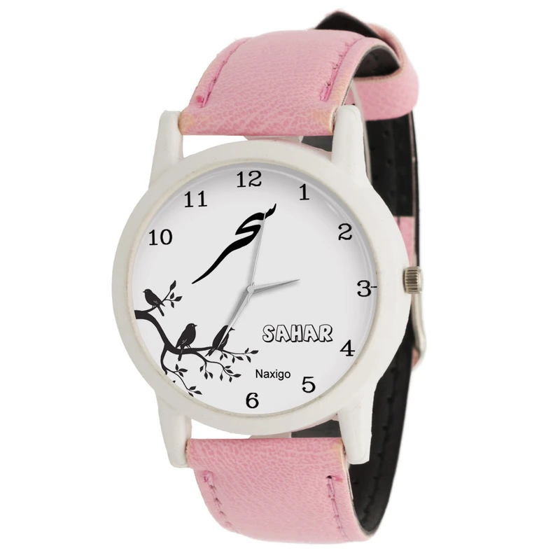Sahar Women’s Analog Watch – Pink Dial, Lightweight Plastic Case, Faux Leather Strap, Elegant Everyday Wear