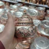 Thumbnail 3: Silver Inlaid Copper Sugar Bowl – Diamond-Cut Nano Design, Base-Free
