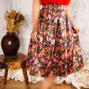 Termeh-Inspired Persian Swing Skirt – Paisley Satin Elegance for Festive Occasions