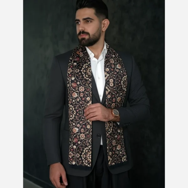 Traditional-Floral-Silk-Velvet-Scarf-for-Men-–-Double-Sided-Versatility-Ideal-for-Formal-and-Casual-Occasions