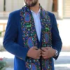 Traditional-Iranian-Mens-Silk-Velvet-Scarf-with-Vibrant-Paisley-Floral-Pattern-in-Blue-–-Elegant-Four-Season-Design-for-Men1