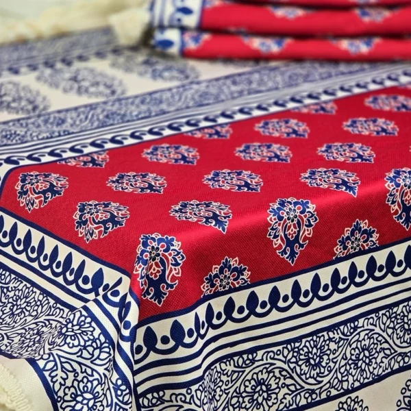 Traditional-Iranian-Tablecloth-for-4-–-Red-Printed-Design-on-Hazaan-Fabric-Perfect-for-Dining-and-Special-Occasions