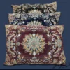 Traditional Rectangular Backrest Pillow – Floral Velvet Fabric (1)