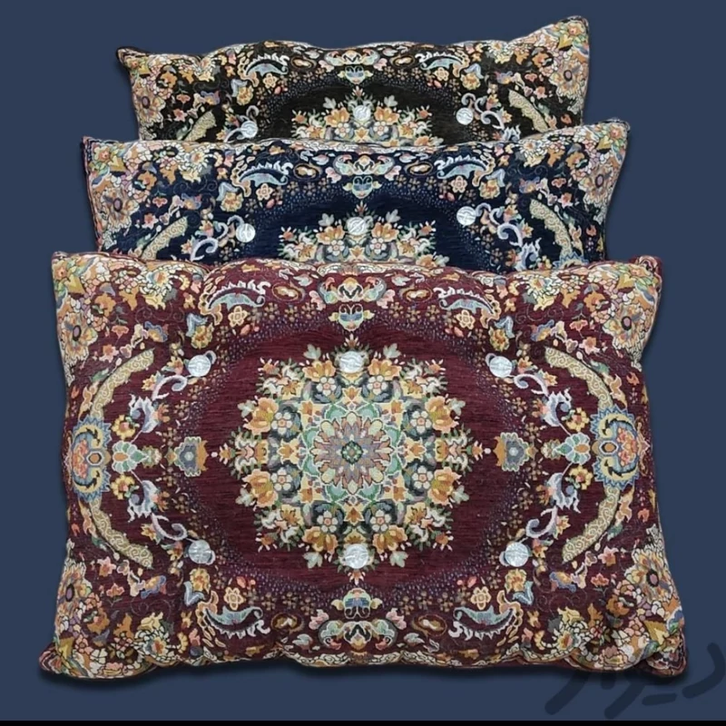 Traditional Rectangular Backrest Pillow – Floral Velvet Fabric