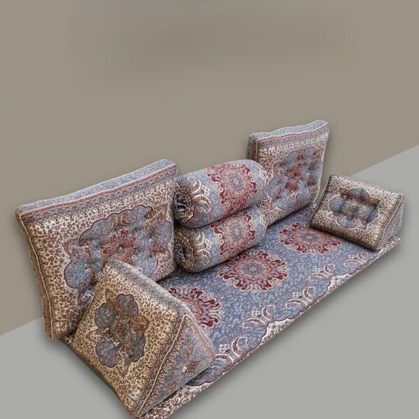 Traditional Termeh Backrest Set – 7-Piece Handcrafted Shahneshin Floor Seating from Yazd (4)