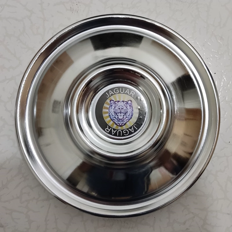 Paykan Car Wheel Cover Jaguar Coin-Dome Chrome Hubcap – Concave Center & Striped Emblem, 13-inch Size – Set of 4