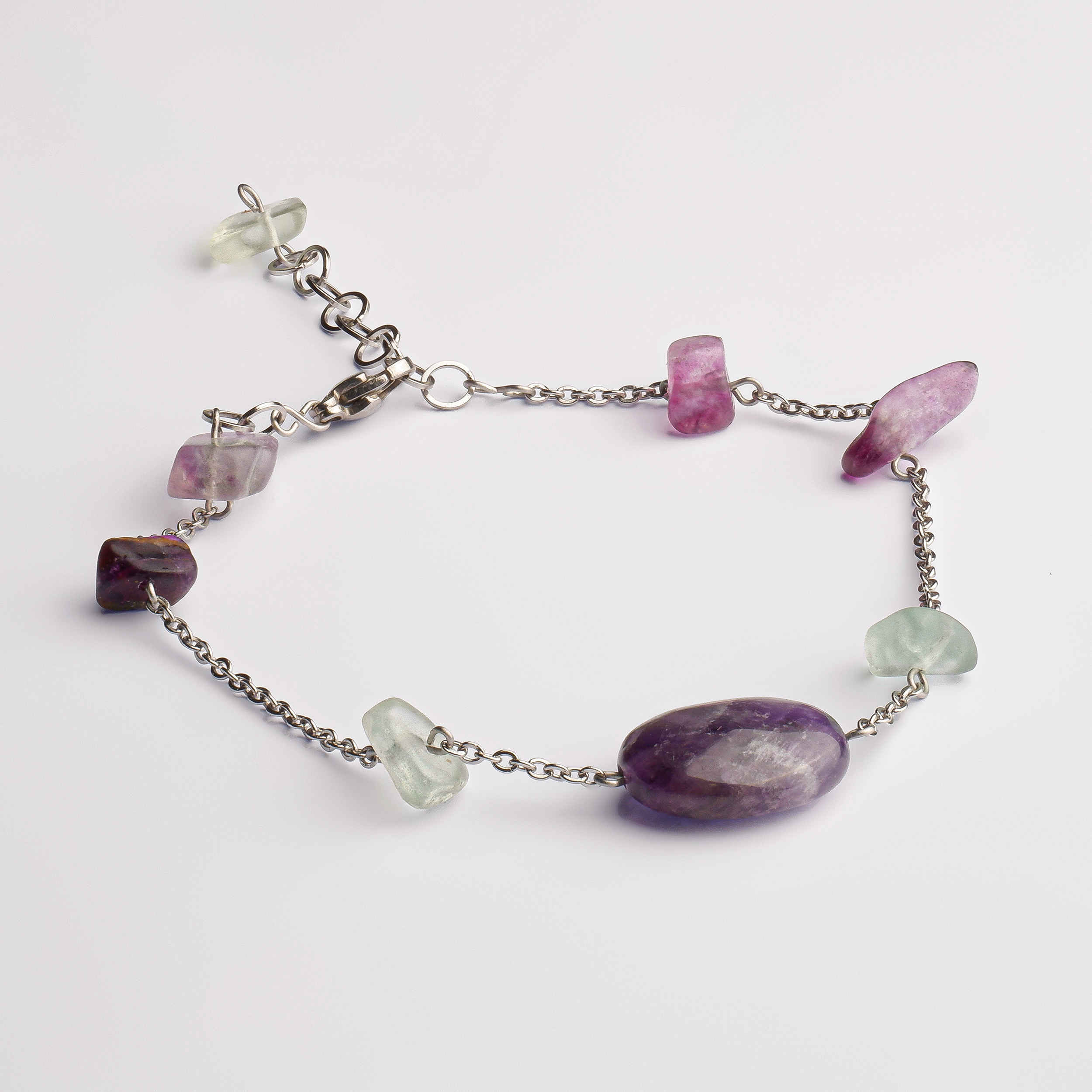Whispers of Twilight — Amethyst & Fluorite Harmony Bracelet