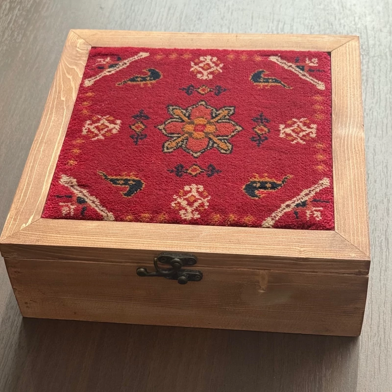 Wooden Nut Box with Pistachios, Cashews, and Almonds – Featuring Traditional Carpet Design, Perfect for Special Occasions