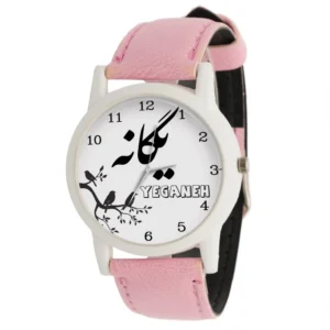 Yeganeh Women’s Analog Watch – Pink Dial, Lightweight Plastic Case, Faux Leather Strap, Elegant Feminine Design