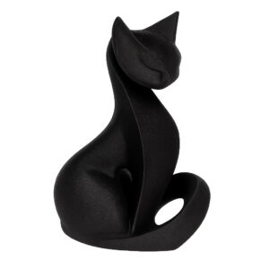 Minimalist Black Cat Figurine – Modern Plastic Decorative Sculpture with Elegant Abstract Design
