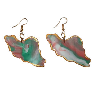 Handcrafted Iran Map in Flag Colors Earrings – Polymer Clay & Resin – Colorful Artistic Dangle Pair