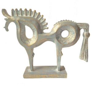 Abstract Horse Figurine – Modern Polyester Decorative Sculpture with Geometric Artistic Design