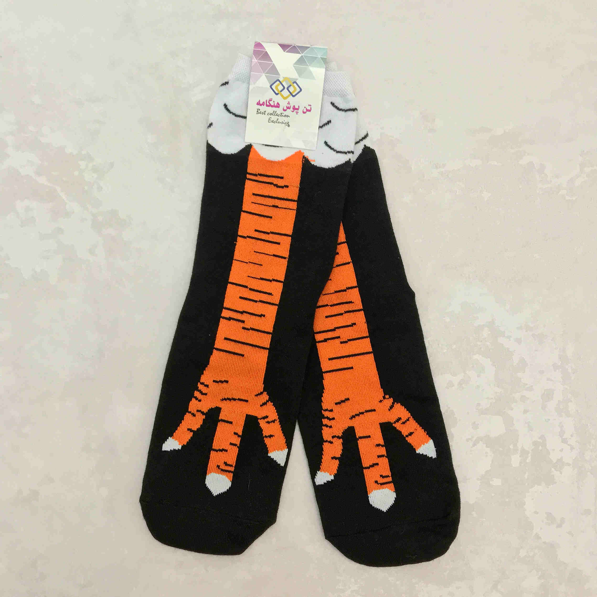 Black Fancy Socks with Funny Chicken‑Leg Pattern in Crew‑Length Novelty for Adults