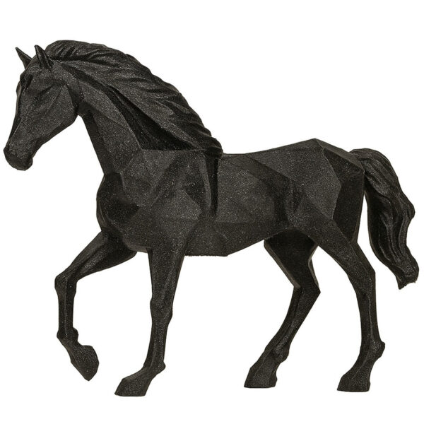 Black Geometric Horse Figurine – Modern Plastic Decorative Sculpture in Stylish Walking Pose