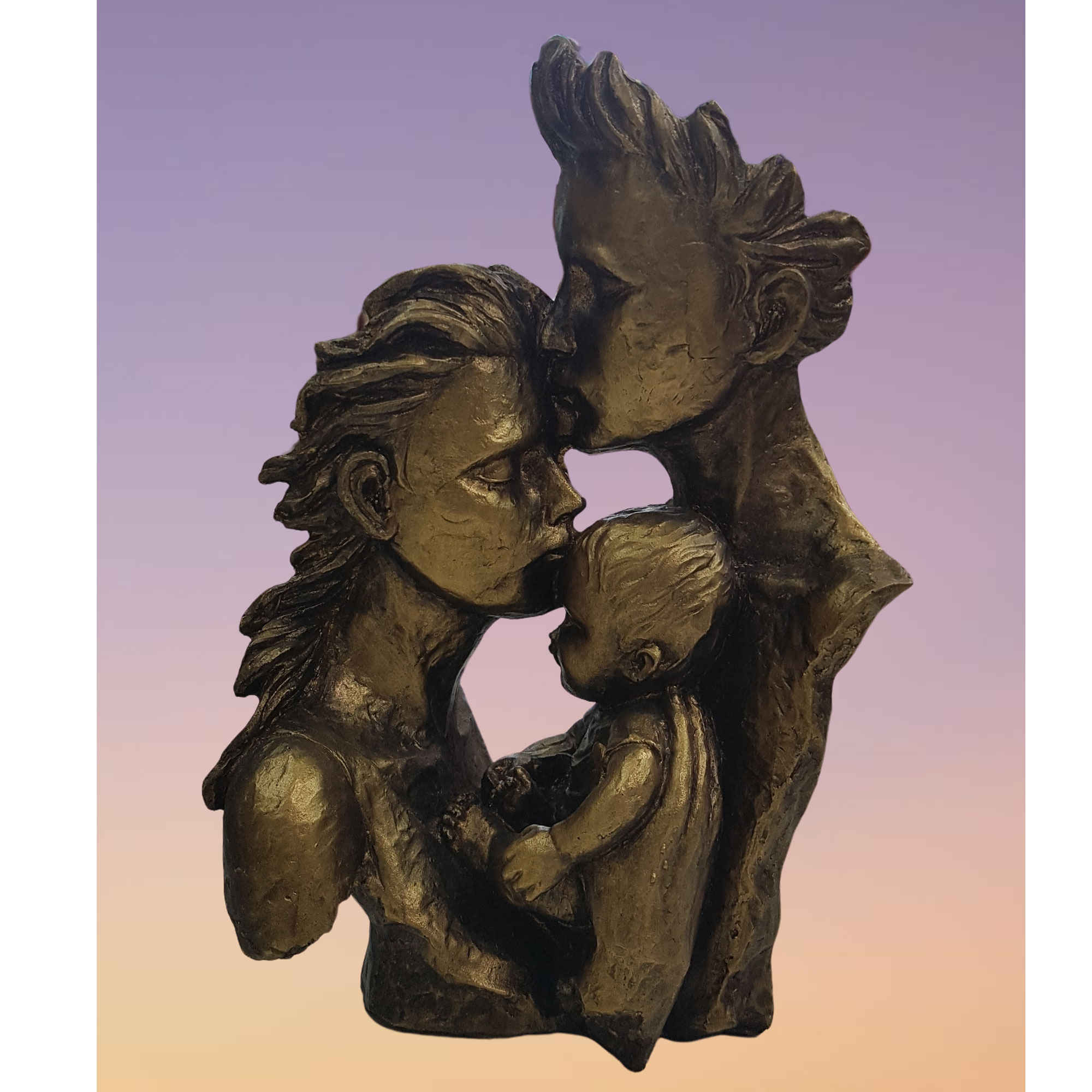 Family Figurine – Modern Polyester Decorative Sculpture – Emotional Tabletop Statue for Home & Office Decor