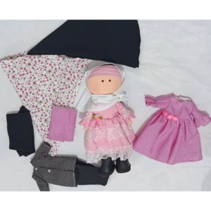 Islamic Doll “Zahra” | Cloth Fabric Toy with Removable Dress, Hijab, Shoes, Prayer Veil & Mat | Gift for Taklif Hadiyah