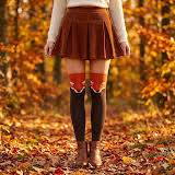 Dark‑Brown Fancy Socks with Fox Pattern in Over‑Knee Thigh‑High Novelty for Adults