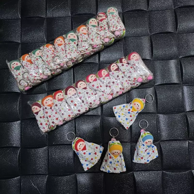 Main image of Islamic Hijab Keychain Doll | Small Cloth Fabric Girl Toy with Colorful Prayer Veil & Metal Hook for Bag Pendant | 20‑Piece Pack