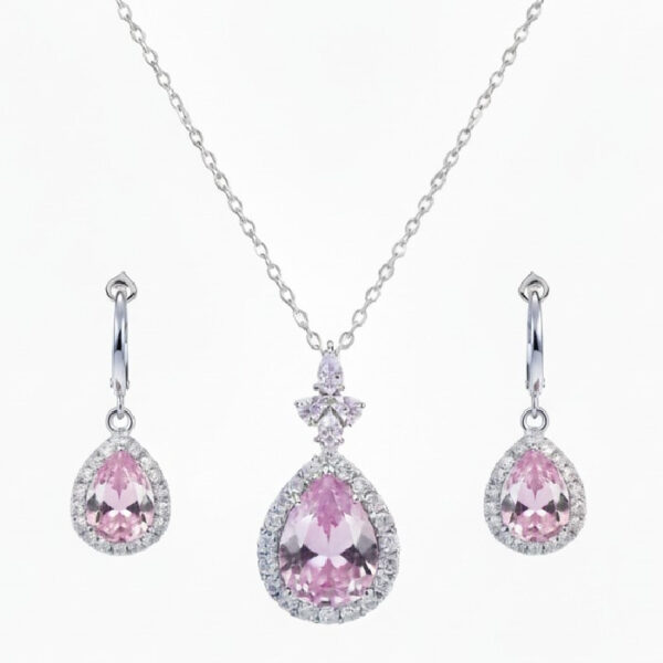 Half‑Set-of-Necklace-Earrings-in-Teardrop-Quartz‑Like-Design-with-Steel-and-Halo-of-Crystals-3