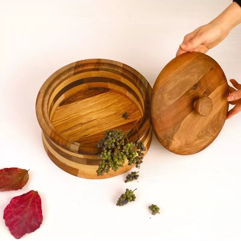 Handcrafted Alder & Walnut Wood Sugar Bowl – Perfect for Serving Chocolates, Snacks & Dry Treats